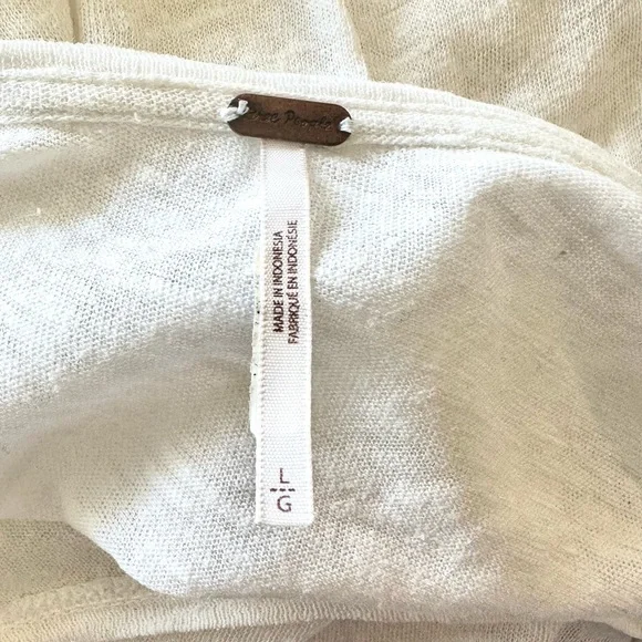 Free People Oversized Linen Cotton Blend Ruched Long Sleeves Top Sz Large - Picture 14 of 14